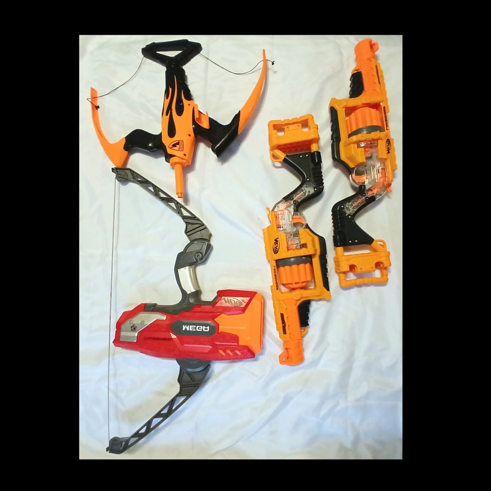 Nerf Black, Orange, and Red Action Bow Set
